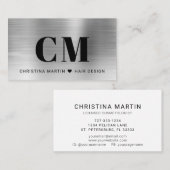 Zilver Geborsteld Metaal Vet Typografie Monogram Visitekaartje (Voorkant / Achterkant)