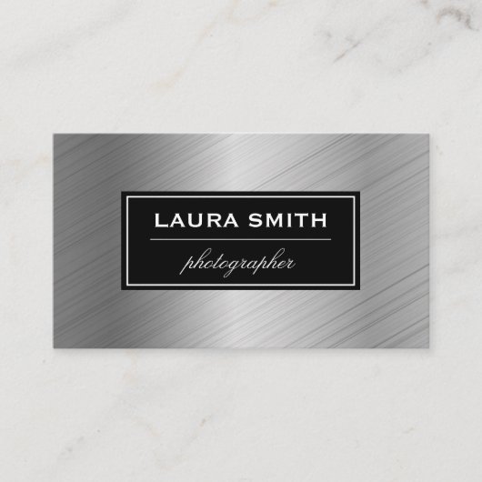 Zilver geborsteld visitekaartje (Voorkant)