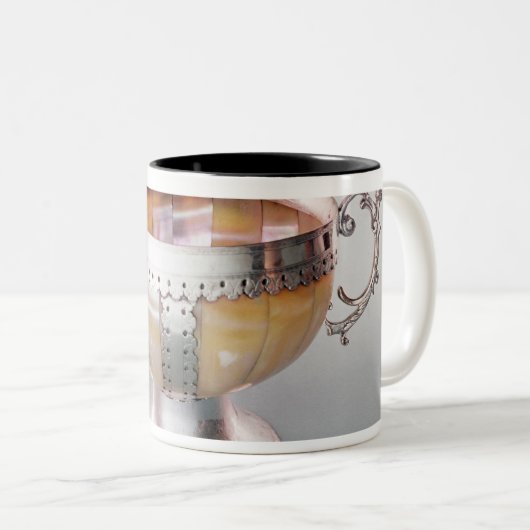 Zilver gemonteerde mug van parelwassail tweekleurige koffiemok (Voorkant rechts)
