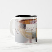 Zilver gemonteerde mug van parelwassail tweekleurige koffiemok (Voorkant links)