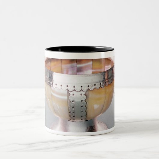 Zilver gemonteerde mug van parelwassail tweekleurige koffiemok (Center)