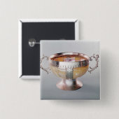 Zilver gemonteerde mug van parelwassail vierkante button 5,1 cm (Voorkant /achterkant)