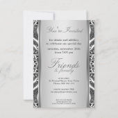 Zilver Geometric Flower Birthday Party Invitation Kaart (Achterkant)