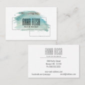 *~* Zilver Geometric Turquoise Waterverf Girly Visitekaartje (Voorkant / Achterkant)