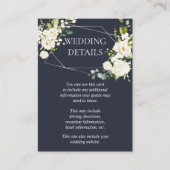 Zilver Geometrisch Blauw Wit Bloemen Bruiloft Deta Informatiekaartje (Voorkant)