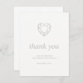 Zilver geometrisch hart bedankt - plat kaart (Voorkant / Achterkant)