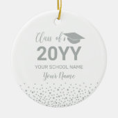 Zilver Gepersonaliseerd Afstuderen Gift Kerstmis Keramisch Ornament (Voorkant)