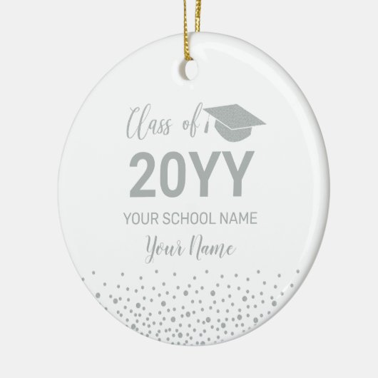 Zilver Gepersonaliseerd Afstuderen Gift Kerstmis Keramisch Ornament (Links)