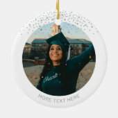 Zilver Gepersonaliseerd Afstuderen Gift Kerstmis Keramisch Ornament (Achterkant)