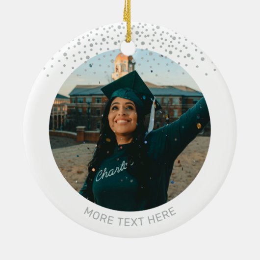 Zilver Gepersonaliseerd Afstuderen Gift Kerstmis Keramisch Ornament (Achterkant)