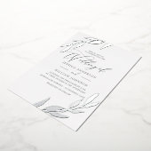 Zilver geperste Folie Leaf Supreely Elegant Weddin Folie Uitnodiging (Gedraaid)