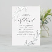 Zilver geperste Folie Leaf Supreely Elegant Weddin Folie Uitnodiging (Staand Voorkant)