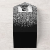 Zilver Glam Glitter Modern Chique Glans Bruiloft   All In One Uitnodiging (Buitenkant)