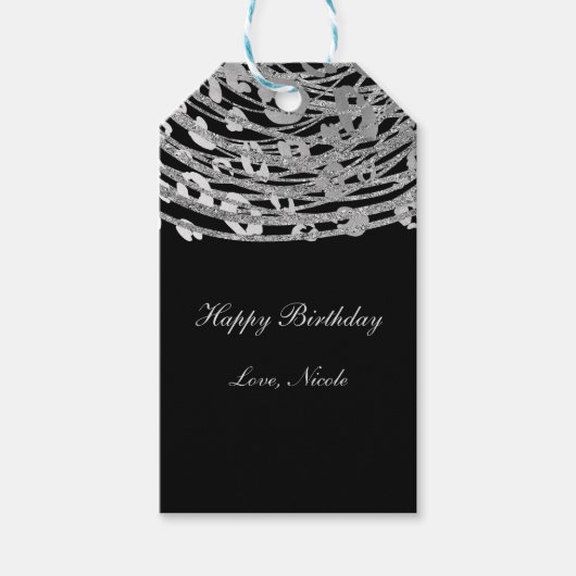 Zilver Glam Luipaardprint Exotische Dierprint Cadeaulabel (Voorkant)