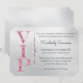 Zilver Glamoureuze Diamanten Roze Glitters VIP-fee Kaart (Voorkant / Achterkant)