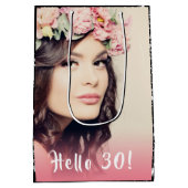 Zilver glanzend glitter stof verjaardag foto hello medium cadeauzakje (Achterkant)