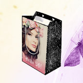 Zilver glanzend glitter stof verjaardag foto hello medium cadeauzakje