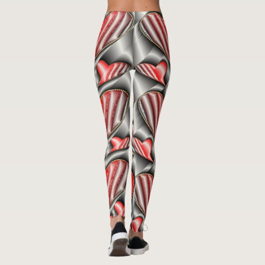 zilver, glanzend, liefde, hart, rood, valentijn, r leggings (Achterkant)