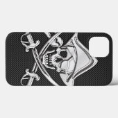 Zilver glimlachend piraat op koolstofvezelstijl Case-Mate iPhone case (Achterkant (horizontaal))