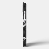 Zilver glimlachend piraat op koolstofvezelstijl Case-Mate iPhone case (Achterkant / Links)