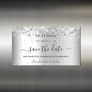 Zilver glinsterend verjaardagsfeest save the date