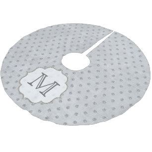 Zilver Glitte Polkadot Monogram Initiaal Boom Huid Kerstboom Rok