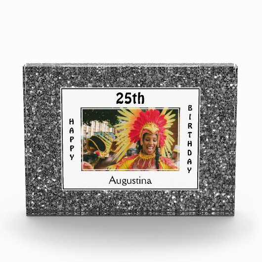 Zilver Glitter | ALLE LEEFTIJDEN | Gefeliciteerd m Fotoblokken (Voorkant)