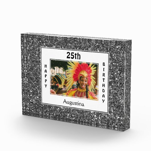 Zilver Glitter | ALLE LEEFTIJDEN | Gefeliciteerd m Fotoblokken (Rechts)