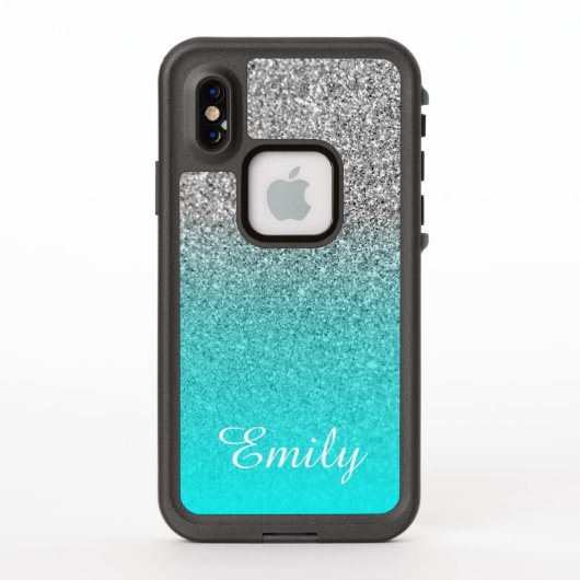 Zilver Glitter Aqua Ombre Persoonlijk (Achterkant)