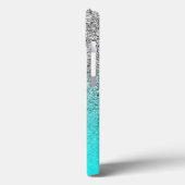 Zilver Glitter Aqua Ombre Persoonlijk Case-Mate iPhone Case (Achterkant / Links)