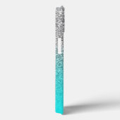 Zilver Glitter Aqua Ombre Persoonlijk Case-Mate iPhone Case (Achterkant / Rechts)