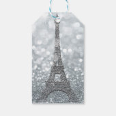 Zilver Glitter & Ballonnen Paris Eiffeltoren Feest Cadeaulabel (Achterkant)