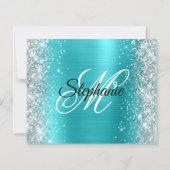 Zilver Glitter Blauwe Turquoise Folie 50ste Verjaa (Achterkant)