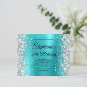 Zilver Glitter Blauwe Turquoise Folie 50ste Verjaa (Staand voorkant)