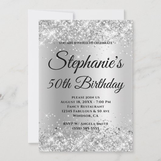 Zilver Glitter Bleek Gradiënt Kaart (Voorkant)