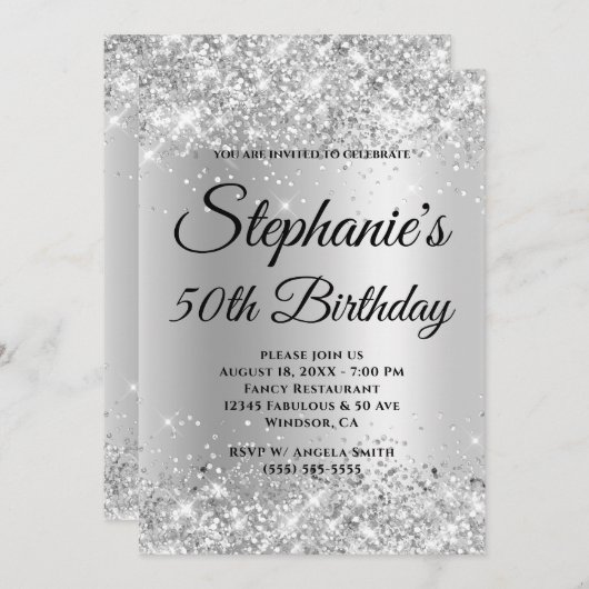 Zilver Glitter Bleek Gradiënt Kaart (Voorkant / Achterkant)