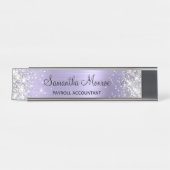 Zilver Glitter Bleek Lavender Folie Bureau Naambordje (Voorkant)