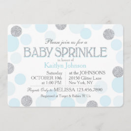 Zilver Glitter Blue Scatter Stippen Baby Kaart