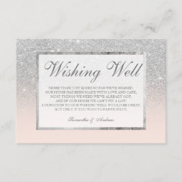 Zilver glitter blush ombre wensend goed bruiloft informatiekaartje