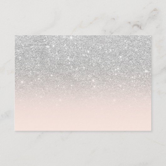 Zilver glitter blush ombre wensend goed bruiloft informatiekaartje (Achterkant)