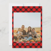 Zilver Glitter Buffalo Plaid Beer Kerstmis Feestdagenkaart (Achterkant)