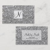 Zilver Glitter Chic Glam Glitzy Salon Spa Visitekaartje (Voorkant / Achterkant)
