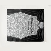 Zilver Glitter Diamant Hart Zwarte Gordijn Wandkleed (Voorkant (horizontaal))