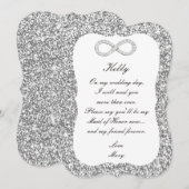 Zilver Glitter Diamant Oneindig Getuige Trouwkaart Kaart (Voorkant / Achterkant)