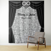 Zilver Glitter Diamant Oneindig Zwarte Gordijn Wandkleed (In situ)