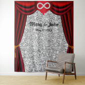 Zilver Glitter Diamant Oneindigheid Rode Gordijn Wandkleed (In situ)