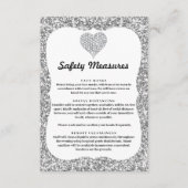 Zilver Glitter Diamanten Hart Veiligheidsmaatregel Informatiekaartje (Voorkant)