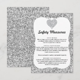 Zilver Glitter Diamanten Hart Veiligheidsmaatregel Informatiekaartje