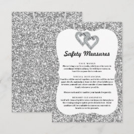 Zilver Glitter Diamanten Harten Veiligheidsmaatreg Informatiekaartje
