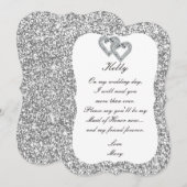 Zilver Glitter Diamanten Hartjes Bruidsmeisje Kaar Kaart (Voorkant / Achterkant)